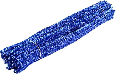200 Pcs 30 cm Glitter Craft Pipe Cleaners Tinsel Chenille Stems Long Creative Pipe Cleaners Christmas Garland Pipe Cleaners Shiny Wired Sticks for Decoration Blue in Saudi Arabia