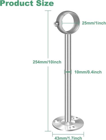 Ceiling Curtain Rod Brackets 6 Inch Ceiling Mount Curtain Rod Holder Curtain Rod Hooks, Stainless Steel, Heavy Duty Ceiling Curtain Bracket for 1 Inch Drape Poles, 2 Pack, Silver in Saudi Arabia
