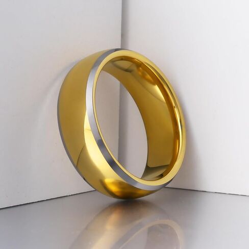 Men's Wedding Band 6mm 8mm 10mm Silver Tungsten Rings High Polish Comfort Fit 4-15.5 in Kuwait