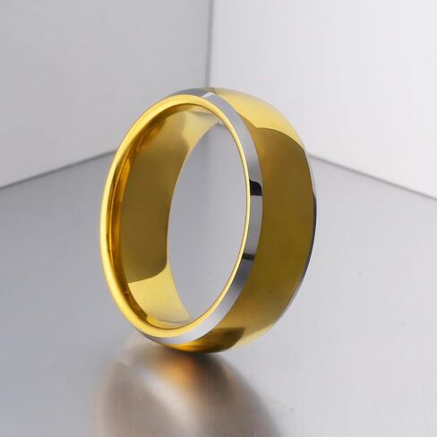 Men's Wedding Band 6mm 8mm 10mm Silver Tungsten Rings High Polish Comfort Fit 4-15.5 in Kuwait