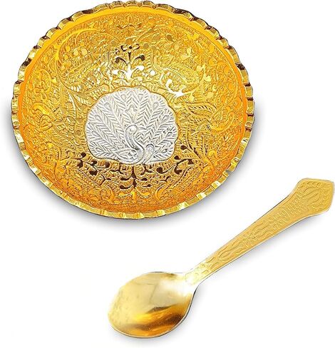 NOBILITY Silver Plated Bowl Spoon Set Light Weight with Blue Box Dessert Dry Fruits Serving Wedding Return Gifts Diwali Christmas Eid Friends Family Home Decoration Corporate Gift Items 6 Sets in Saudi Arabia