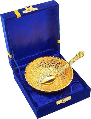 NOBILITY Silver Plated Bowl Spoon Set Light Weight with Blue Box Dessert Dry Fruits Serving Wedding Return Gifts Diwali Christmas Eid Friends Family Home Decoration Corporate Gift Items 6 Sets in Saudi Arabia