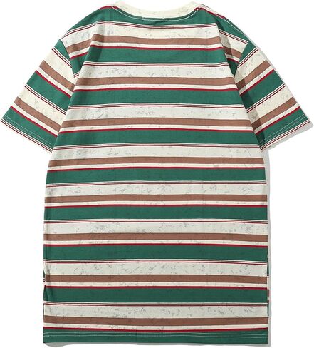 VEIISAR Men's Crewneck Striped T-Shirt Soft Elastic Cotton Tees in Kuwait