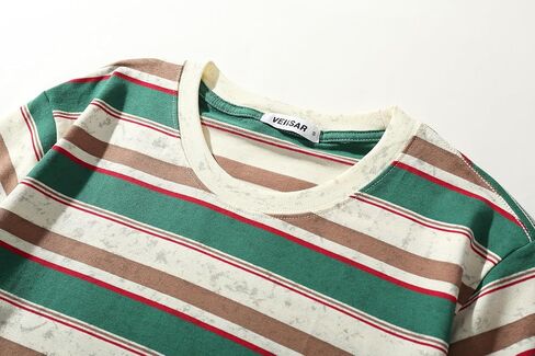 VEIISAR Men's Crewneck Striped T-Shirt Soft Elastic Cotton Tees in Kuwait