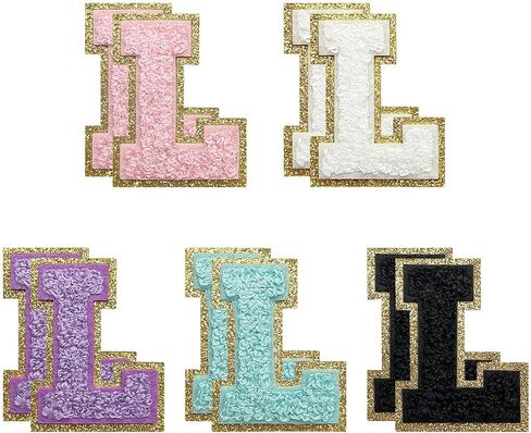 10 Pieces/5 Colors Self Adhesive Chenille Letter Patches, for Handmade DIY Decorative Clothing, Backpacks, Cell Phone Cases L in Kuwait