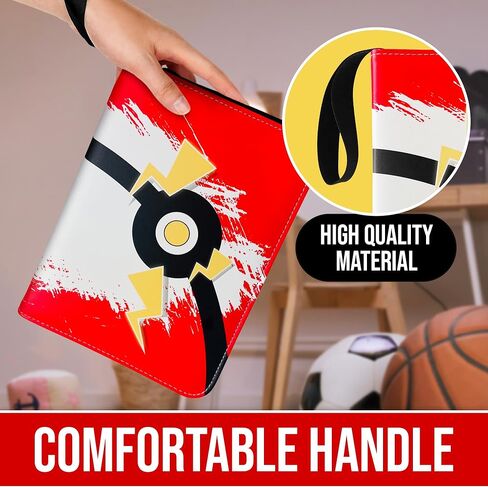 Card Binder with 1 Pack of Sleeves for Cards, 4-Pocket Trading Card Binder, 55 Sheets, Card Collection Binder with Pu Leather Cover, Yellow Card Sleeves, in Saudi Arabia