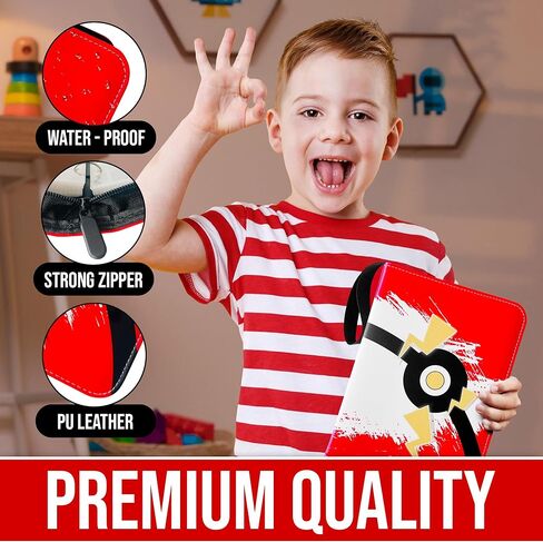 Card Binder with 1 Pack of Sleeves for Cards, 4-Pocket Trading Card Binder, 55 Sheets, Card Collection Binder with Pu Leather Cover, Yellow Card Sleeves, in Saudi Arabia