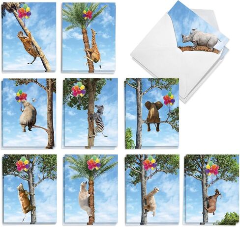 The Best Card Company - مجموعة 20 بطاقة ملاحظات فارغة متنوعة في صندوق مقاس 4 × 5.12 بوصة مع أظرف (10 تصميمات، 2 لكل واحدة) صور الحياة البرية AM10209OCB-B2x10 in Kuwait