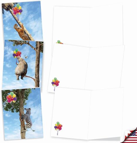 The Best Card Company - مجموعة 20 بطاقة ملاحظات فارغة متنوعة في صندوق مقاس 4 × 5.12 بوصة مع أظرف (10 تصميمات، 2 لكل واحدة) صور الحياة البرية AM10209OCB-B2x10 in Kuwait