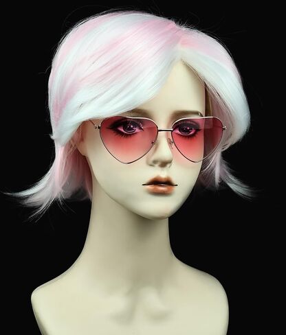 Besuante Alastor Wig with Devil Horns and Ears Monocle Glasses Chain Black Red Cosplay Wigs for Halloween in Saudi Arabia