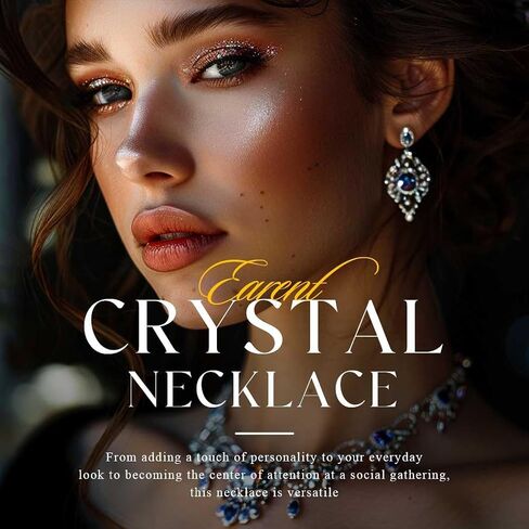 EARENT Rhinestone Bridal Wedding Jewelry Sets Black Crystal Sparkly Bride Necklace Earrings Set Prom Costume Necklaces for Women in Saudi Arabia