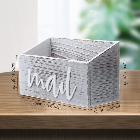 منظم بريد خشبي من Jetec، حامل بريد ريفي، منظم تخزين بريد خشبي على سطح الطاولة، حامل رسائل، صينية بريد، حامل صندوق رسائل، سلة بريد لسطح المكتب، لوازم المكتب المنزلية (أبيض) in Saudi Arabia