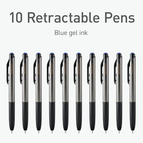 Pentonic GR-T Retractable Gel Pens, 10 Count, Blue Ink, 0.7 mm Fine Point, Smooth Writing For Journaling, Note Taking, Office & School (1002361) in Kuwait