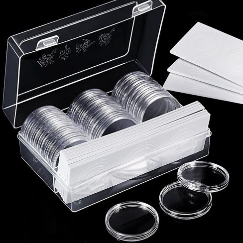 46 mm Coin Capsules Holder and Protect Gasket Coin Holder Case with Plastic Storage Organizer Box for Coin Collection Supplies (8 Sizes, 30 Pieces) in Saudi Arabia