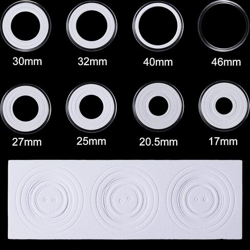 46 mm Coin Capsules Holder and Protect Gasket Coin Holder Case with Plastic Storage Organizer Box for Coin Collection Supplies (8 Sizes, 30 Pieces) in Saudi Arabia