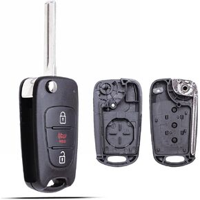 Key Fob Shell Case Replacement Fits for Kia Soul Sportage 2010-2013 / Kia Rio 2012-2014 Keyless Entry Remote Control 3 Button Flip Key Pad Cover