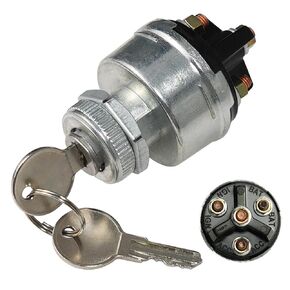 Universal Ignition Key Switch 4 Positions 12V Compatible with Car Truck Tractor Trailer Forklift Cat Agricultural Plant Applications - Acc/Off/IGN/Start