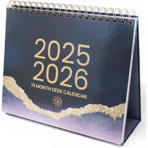 bloom daily planners 2025 Standing Flip Desk Calendar - 8" x 10" Monthly Organizer (January 2025 - July 2026) 19 Month Desktop Blotter - Watercolor