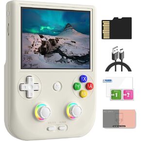 RG406V Android 13 Handheld Game Console 4" HD IPS 8GB RAM 128GB Storage RGB Lighting Game Player 5500mAh Battery Multi-Format Game Support(Gray)