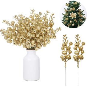 14 Pcs 7.8 inch Silver Berry Stems - Artificial Glitter Christmas Tree Picks, Adornos para Arbol de Navidad, Elegant Silver Christmas Decor, Decoracion de Navidad 2024 in Saudi Arabia