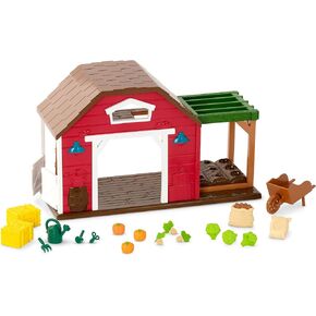 Li’l Woodzeez – Happy Harvest Farm Playset – 20 Pcs Doll Playset with Farmer & Garden Accessories – Pretend Play Toy Barn for Kids Age 3+