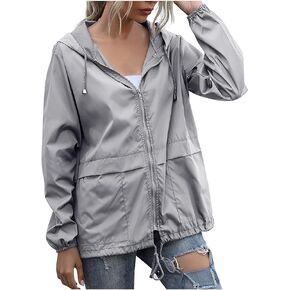 Hooded Rain Jacket For Women Spring Jackets Lightweight Windbreaker Running Jacket Outerwear With Pockets
