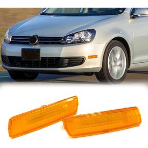 Pair Amber Front Bumper Side Marker Light for VW MK6 Golf/Jetta Sportwagen 2009-2013