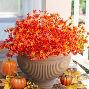 HyeFlora Artificial Faux Plants Flowers Outdoor Spring Decoration, 12 Bundles Fake Silk Daisy Eucalyptus for Planter Colorful Realistic UV Resistant for Porch Patio Outside Garden Yard Home (Mix)