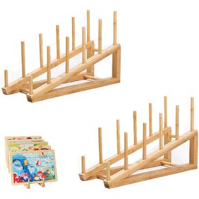 2 Pcs Wooden Puzzle Storage Rack,Jigsaw Puzzle Holder Rack for Puzzle Easel Board,Puzzle Storage Rack Organizer Shelf for Adults Craft Collection Lovers