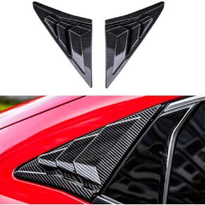 XITER 2PCS ABS Carbon Fibre Racing Style ABS Rear Side Window Louvers Air Vent Scoop Shades Cover Blinds for Honda Civic Sedan 2021 2020 2019 2018 2017 2016 (Carbon Fiber Black+Red Trim)