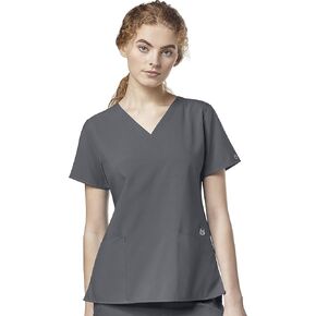 WonderWink Womens Flex Back V-neck Top Medical Scrubs, Pewter, X-Large US