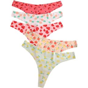SweatyRocks Women's 5 Piece Graphic Print Cute Boyshorts Panties Mid Rise Comfy Underwear Briefs