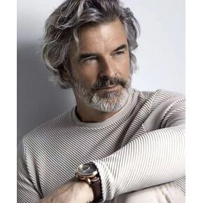 Mens Grey Wigs Short Curly Gray Layered Wig Halloween Cosplay Wig Anime Costume Party Wig for Male