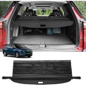 Autorder Cargo Cover for Chevy Traverse 2018-2024 Accessories Upgraded Trunk Cover with Extra Storage Net Carbon Fiber Retractable Security Shield Shade Cover
