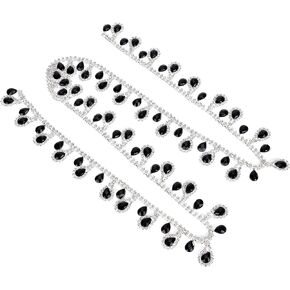 Rhinestone Tassel Chain, 1 Yard Black Glass Drop Necklace Fringe Trim for DIY Decoration and Bridal Wedding Party Embellishments