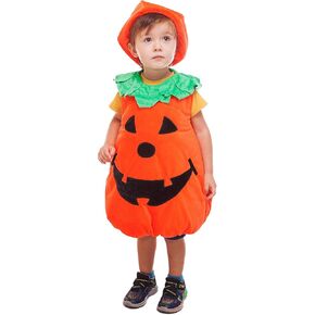 BSTAOFY Halloween Orange Pumpkin Costume Suit for 3T 4T 5T 6T Toddler Kids Lantern Face Fancy Dress up for Carnival