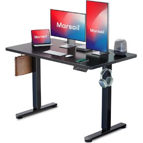 Marsail Standing Desk Adjustable Height, 55x28 Inch Electric Standing Desk with Double Drawer,Sit Stand Desk Ergonomic Workstation for Home Office Sturdy Workstation Computer Gaming Desk