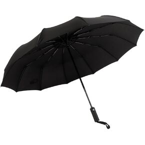 Large Rain Umbrella, 3 Folding Umbrella, Sturdy Windproof Umbrella, Automatic Opening and Closing, 12 Reinforced Ribs, Diameter 104cm, Quick Drying