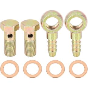 X AUTOHAUX 2 Sets 10mm Diameter Banjo Hose Barb Bolt Fittings Banjo Bolt Washer Bronze Tone Metal for Motorcycle Car