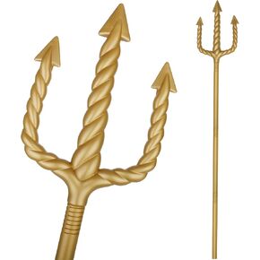 Gold Aquaman Poseidon Trident Fork Halloween Devil Pitchfork Spear Costume Prop Accessory for Adults Kids 48"