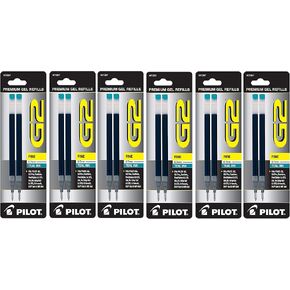 Value Pack of 6 - Pilot G2 Gel Ink Refills for Rolling Ball Pen, Fine Point, Teal (77257)