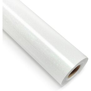 White Glitter Heat Transfer Vinyl 12" x 8 ft HTV for Shirts, Glitter HTV for All Cutter Machine - Easy to Cut & Weed for Heat Vinyl Design (White)