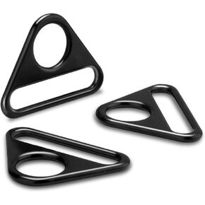 12Pack 1 Inch Triangle D Rings, Metal Triangle Buckles for Dog Tag Clip, Adjuster Purse Strap, Paracord Keychain Lanyard, Bag Hardware, Key Ring Charm, Camera Strap Accessories (Black)