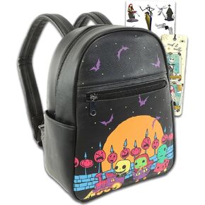 Disney Nightmare Before Christmas Backpack Purse - Bundle with 10.5" Funko Pop Nightmare Before Christmas Mini Backpack with Front Pocket, Stickers, More | Jack Skellington Backpack for Women