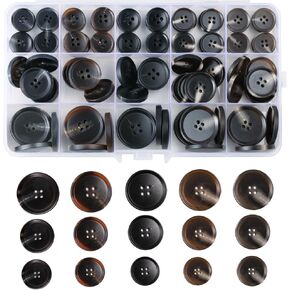 110 Mixed Resin Sewn Buttons,4-Hole Craft Round Blazer Buttons,Round Sewing Buttons,5 Color 3-Size (15mm, 20mm, 25mm) Suit Coats Resin Button for Sewing Various Clothing,DIY Craft and Decorations