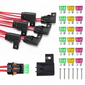 12 AWG Inline Fuse Holder 6 Pack Waterproof Gauge Wiring Harness ATC/ATO 20 Amp 30 Amp 40 Amp Fuse Holder 12V for Vehicle, Marine