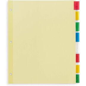 Blue Summit Supplies 8-Tab Binder Dividers, Manila Paper with Insertable Colored Plastic Tabs, Reinforced 3 Ring Dividers with Perforated Paper Tab Inserts, 48 Sets