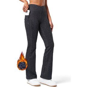 ويليت المرأة صوف مبطن السراويل اليوغا كروس طماق Bootcut سراويل شتوية حرارية مضيئة طماق مقاومة للماء