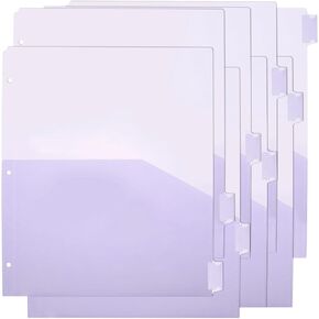 Dividers for 3 Ring Binder with One Front Pockets, Purple Binder Dividers with 8 Tabs, A4 Plastic Dividers with Pockets for Notebook, Planner, Binder Dividers with Tabs