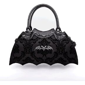 حقيبة يد على شكل خفاش مع طبعة دمشقية وزخارف معدنية على الحقيبة - تتضمن حزام الكتف in Kuwait